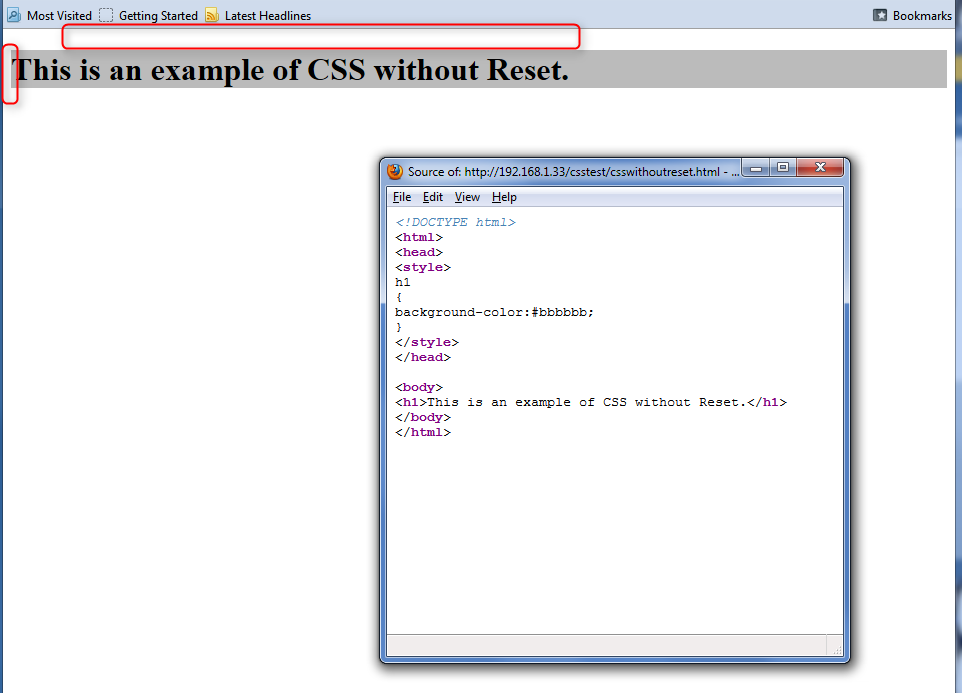 Example of CSS without Reset