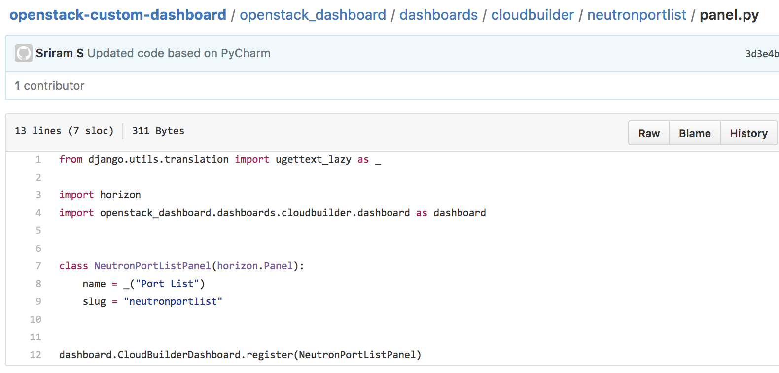 Registering a panel with a Dashboard